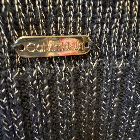 Calvin Klein Black & Gold TurtleNeck Long Sleeve Stylish Knit Sweater Medium - Picture 3 of 10